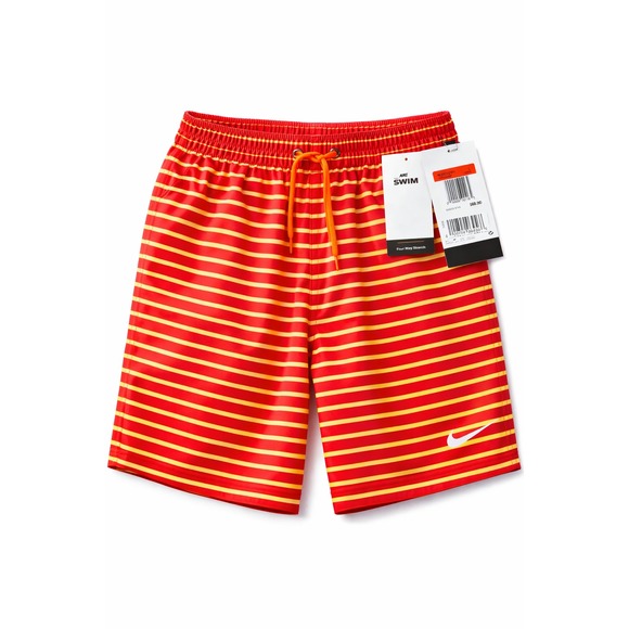 Nike Other - Nike Swim Trunks Mens Large Red Yellow Stripe Drawstring Board Shorts NWT